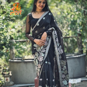 Black Crushed Fancy Saree