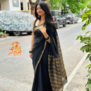Black Pure Viscose Crepe Silk Saree