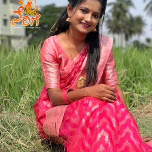 Elegant Pink Kanchipuram Silk Saree with Zari Weaving