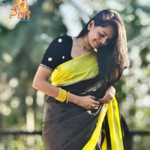 Classic Black & Yellow Tissue Silk Saree