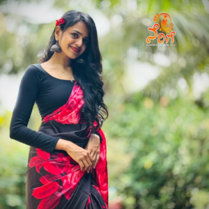 Black & Red Satin Saree