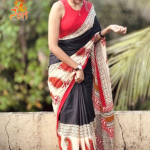 Black & Red Khadi Cotton Saree