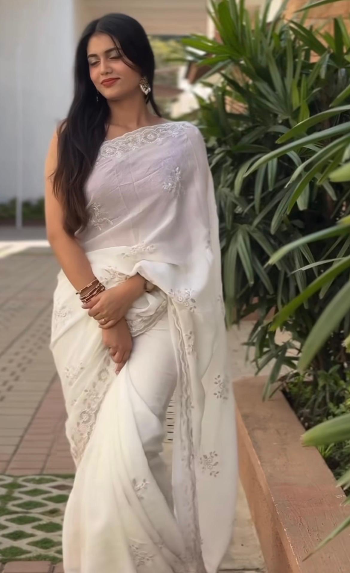 fancy crushed saree - Image 4