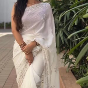 fancy crushed saree