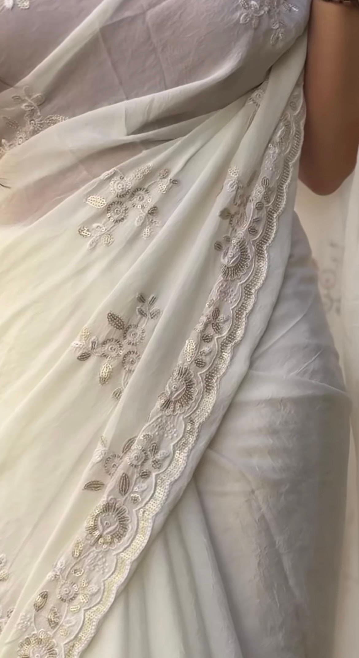 fancy crushed saree - Image 5