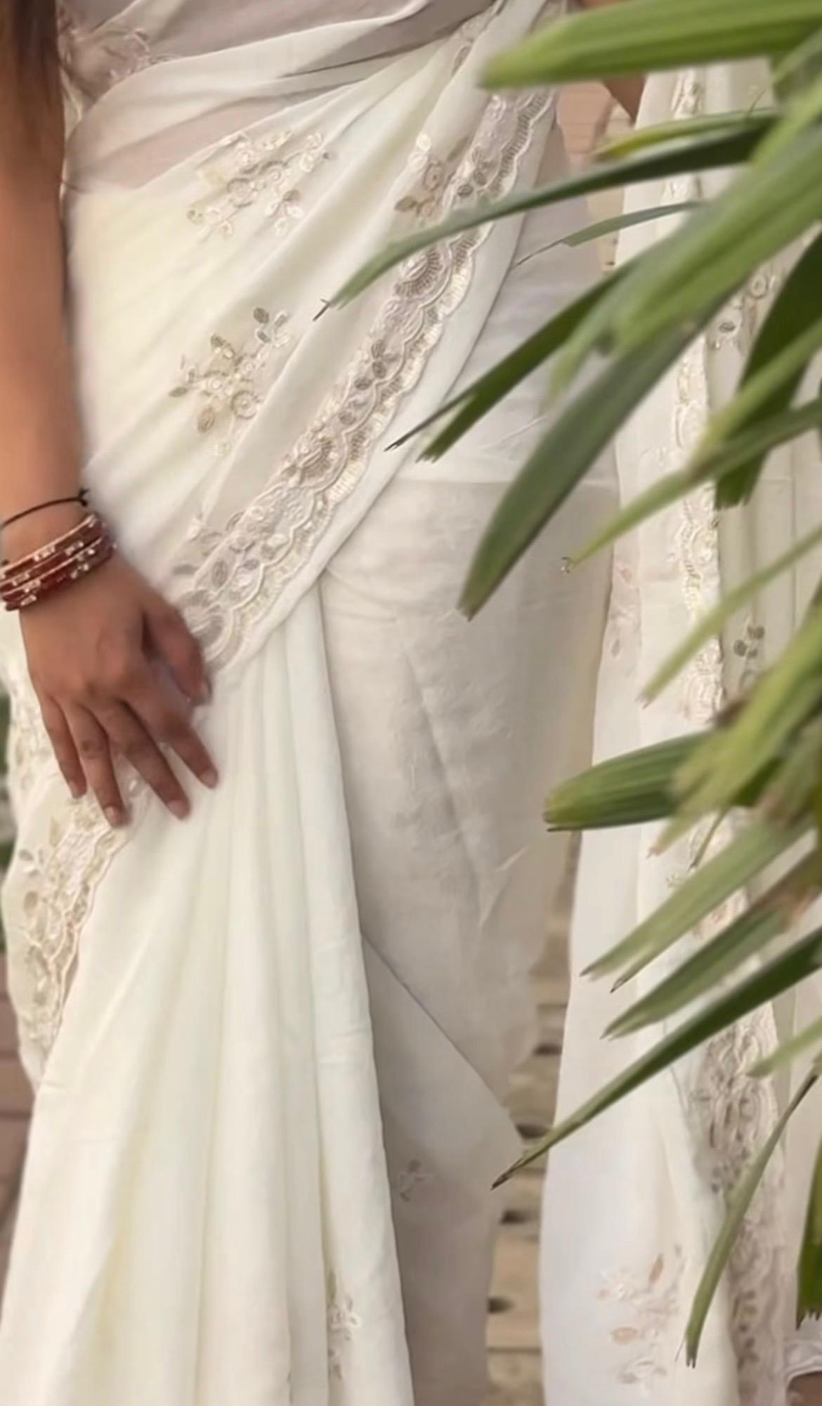 fancy crushed saree - Image 6